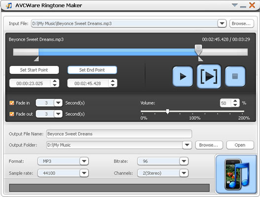 Windows 7 AVCWare Free Ringtone Maker 2.0.4.0323 full