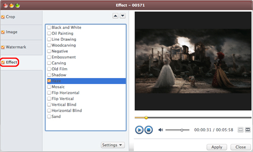 AVCWare Blu Ray Ripper for Mac Guide - Add effect