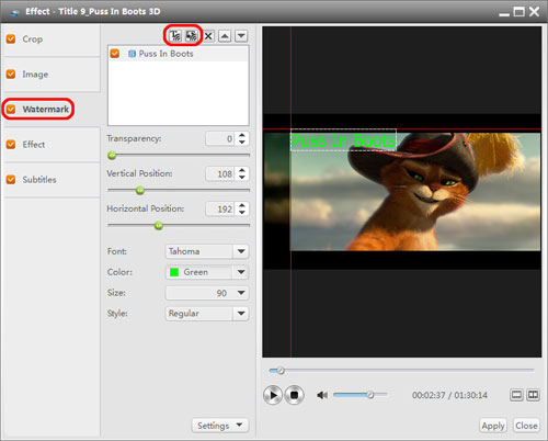 Add watermarks to Blu-ray video