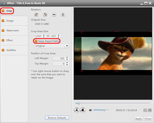 Crop the video screen size