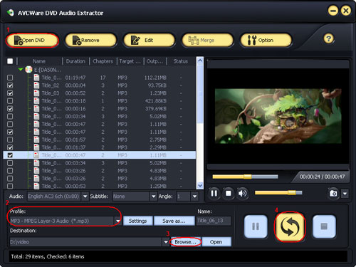 AVCWare DVD Audio Extractor - Interface