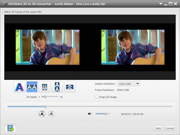 AVCWare 2D to 3D Converter screenshot