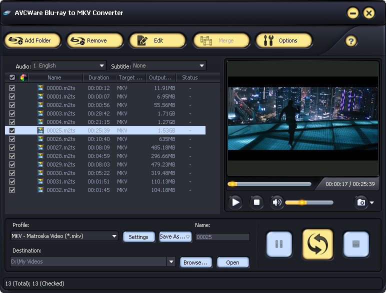 AVCWare Blu-ray to MKV Converter screenshot