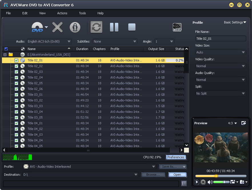 AVCWare DVD to AVI Converter 6.0.9.0928