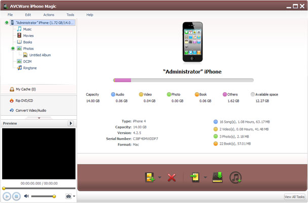 Click to view AVCWare iPhone Magic 5.3.1.20120606 screenshot