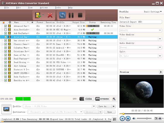 AVCWare Video Converter Standard screenshot