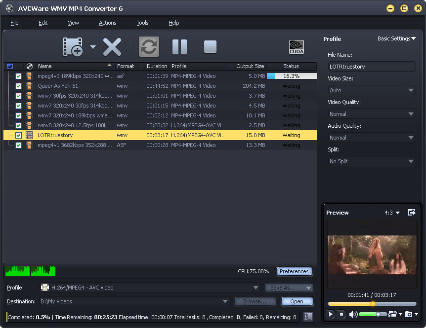 AVCWare WMV MP4 Converter screenshot