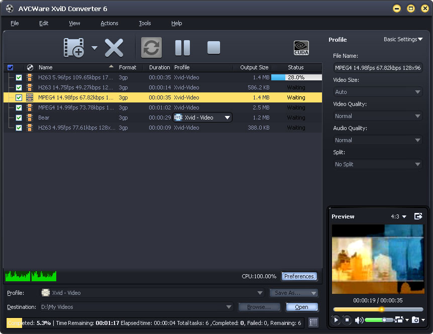 AVCWare XviD Converter screenshot