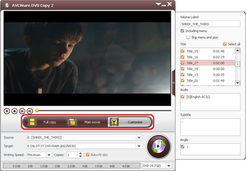 AVCWare DVD Copy - Select Mode