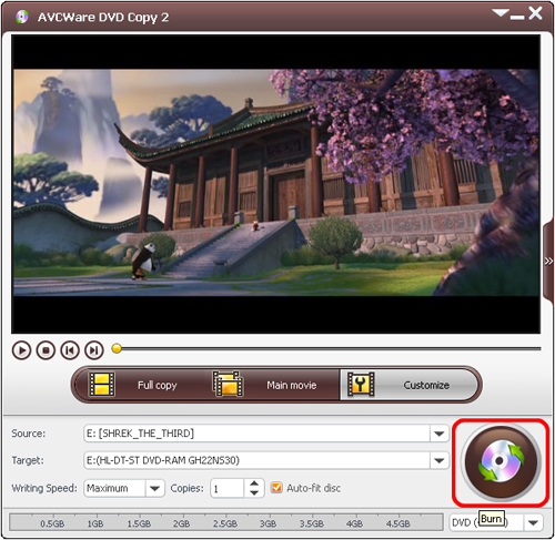 AVCWare DVD Copy - Start burning