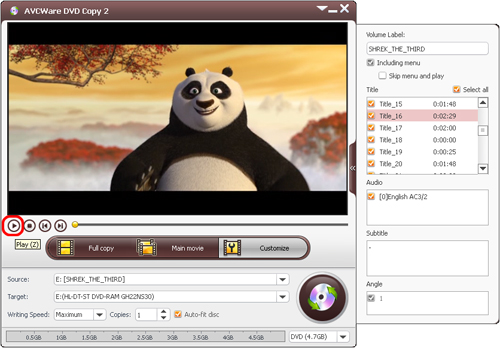 AVCWare DVD Copy - Preview DVD titles