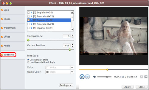 AVCWare DVD Ripper Ultimate for Mac - Subtitle