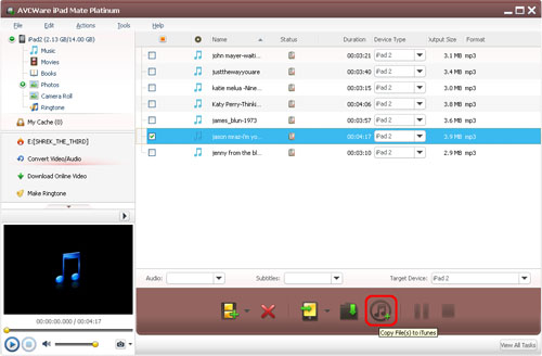 AVCWare iPad Mate Platinum - Add files to iTunes